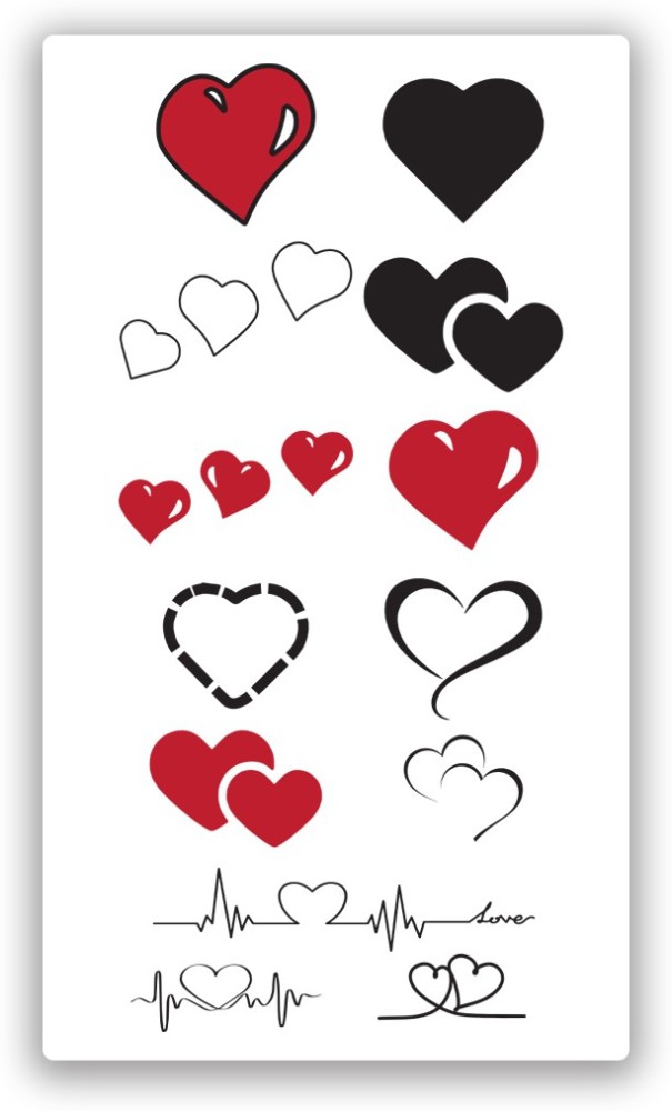 Small Heart Outline Temporary Tattoo Set of 3  Small Tattoos