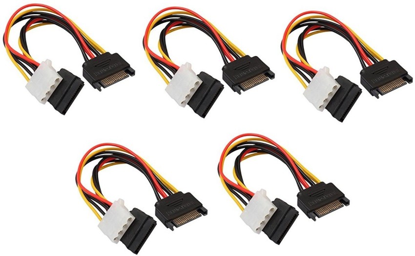 LipiWorld TV-out Cable Pack-5 15Pin SATA Male to 4Pin IDE Molex Female +  SATA Female Power Cable - LipiWorld 