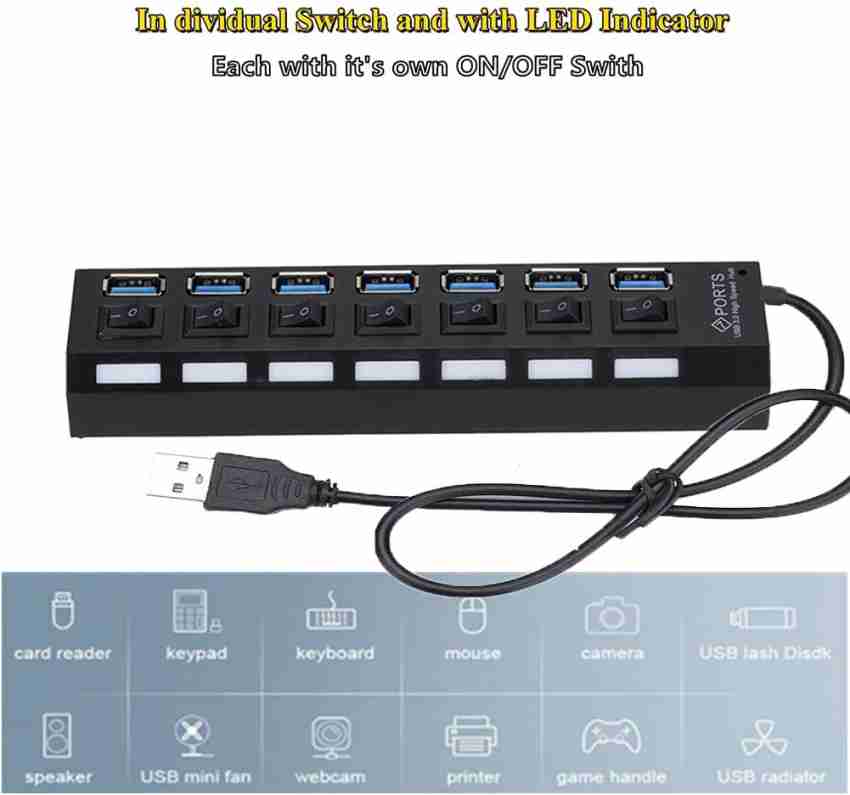 USB 3.0 7-Port Hub with On/Off Switches