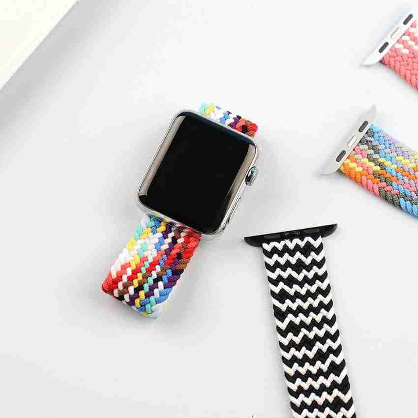 Wowobjects Woven Nylon Braided Pattern Single Loop Watch Strap for