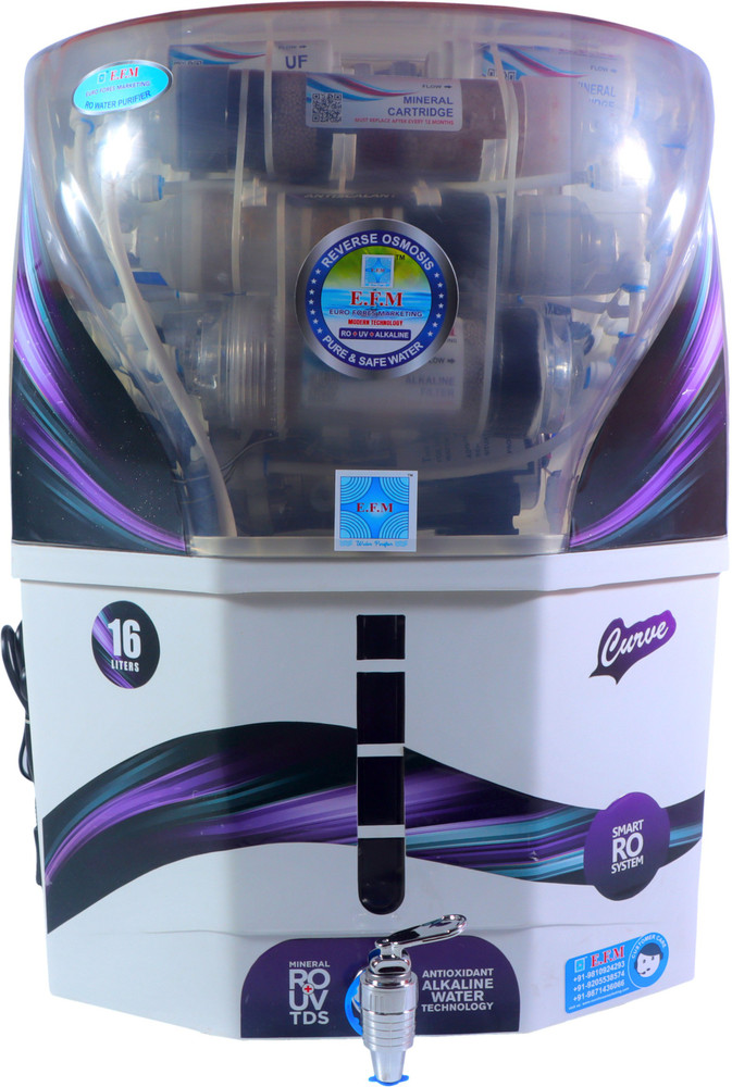 E.F.M Blue Ocean Water Purifier Regular Domestic RO System 10 L RO + UV +  UF + TDS Water Purifier - E.F.M 