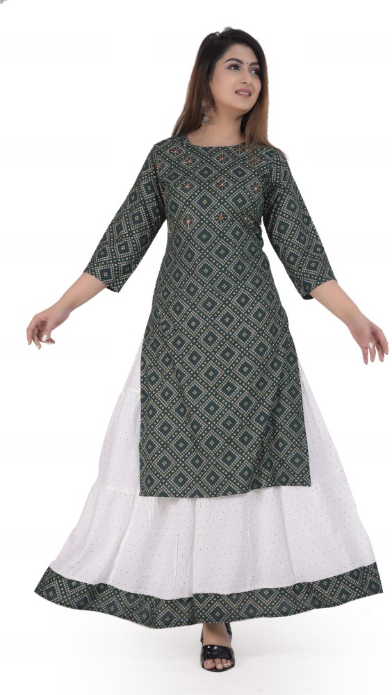 Kurti with skirt on sale flipkart