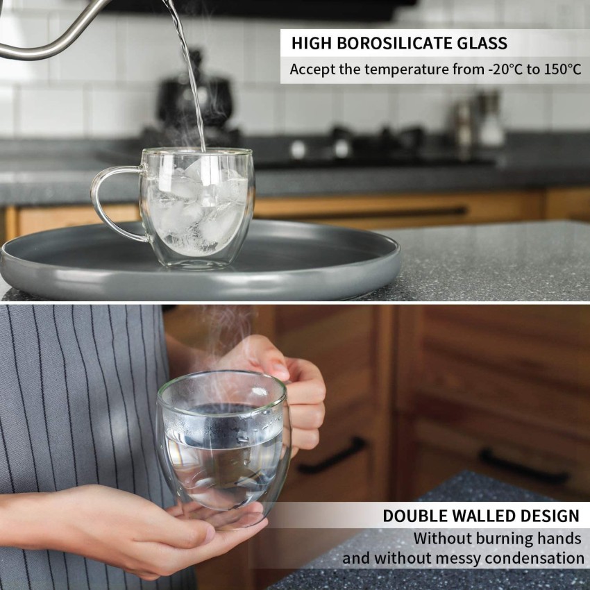 Transparent 200 ML Double Wall Coffee Glass Mug at Rs 120/piece in