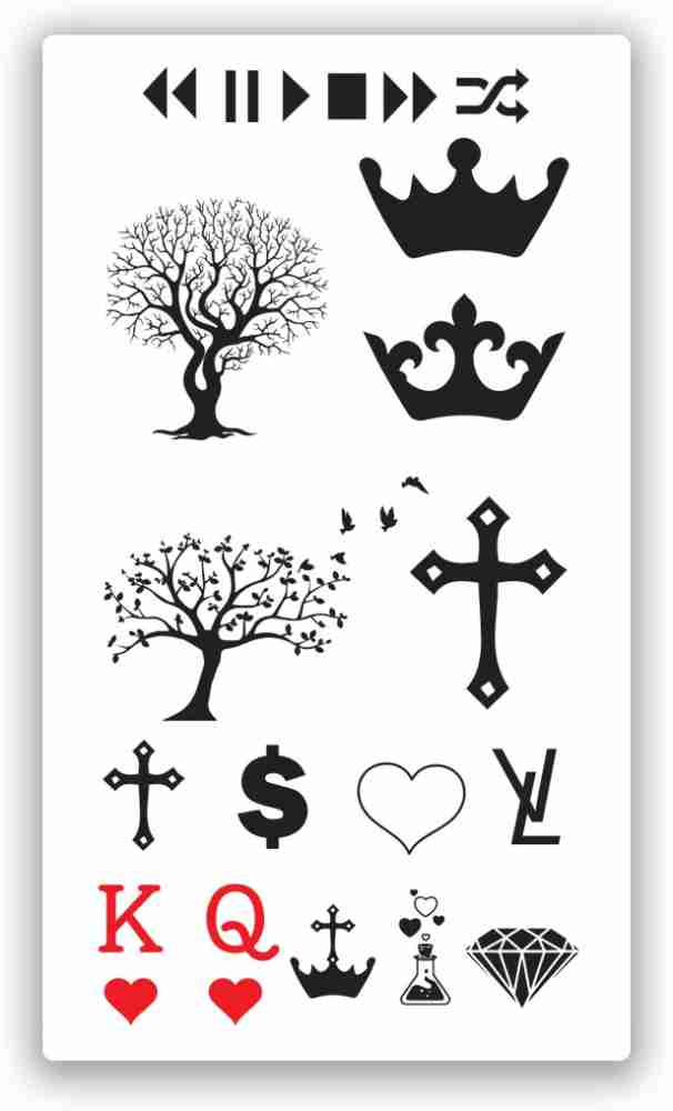 King and Queen Crowns Temporary Waterproof Tattoos Women Mens Fake