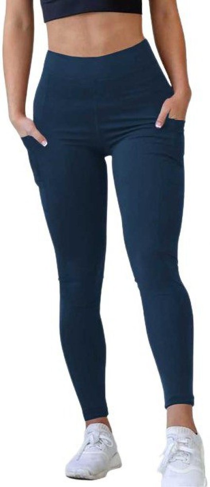 Inner Soul Solid Women Blue Tights - Buy Inner Soul Solid Women