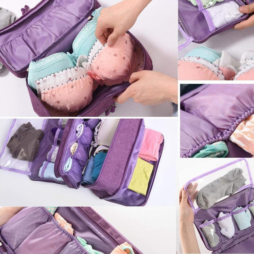 MAAUVTOR Multipurpose Lingerie Travel case Bra Underwear Storage Bag  Innerwear Pouch Travel Toiletry Kit Multi color - Price in India