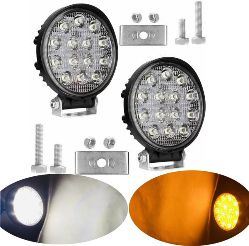 Autofasters 2in1 14 LED Fog Light Round Lamp for Car Off Road Truck Jeep Motorcycle Fog Lamp Car Motorbike Truck Van LED 12 V 42 W