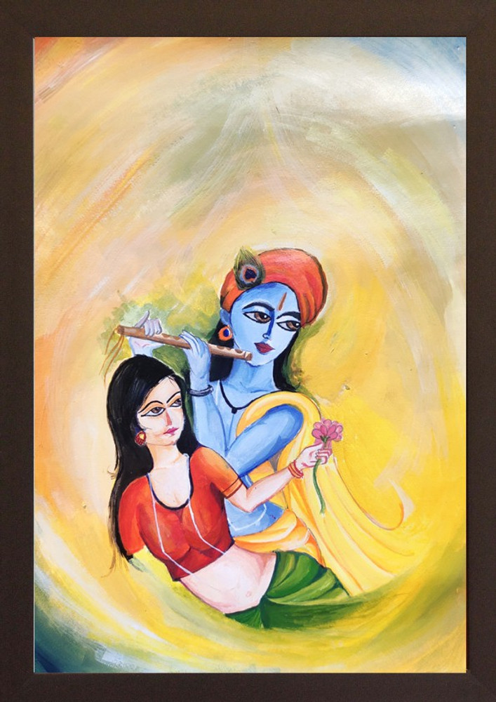meraki Radha Krishna handmade painting for living room bedroom