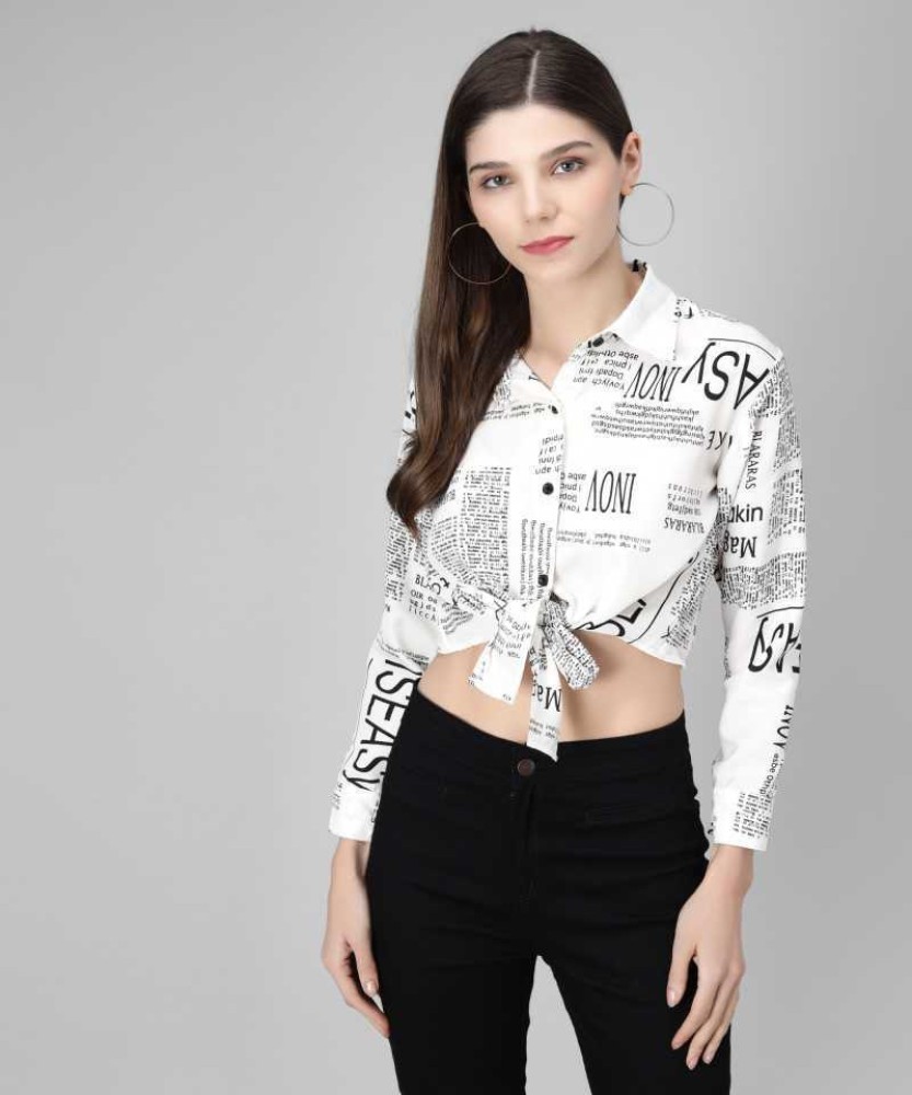 Buy PRINTED BLACK JERSEY CROP TOP for Women Online in India