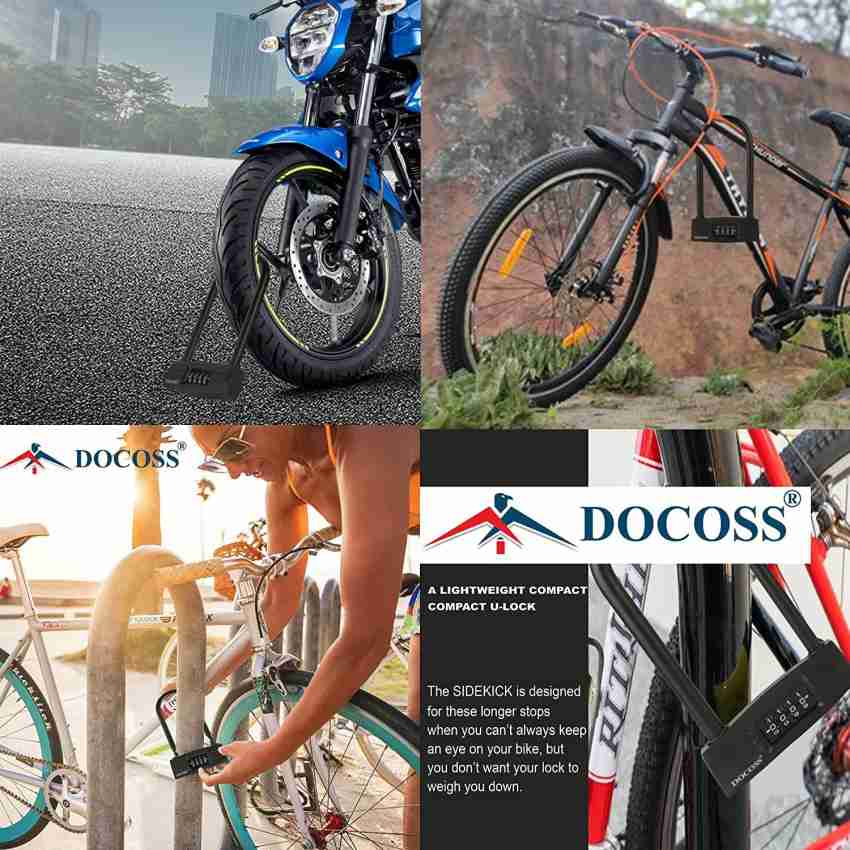 DOCOSS Metal U Lock Strong Bike Lock Cable Number Lock for Bike Password Lock for Bike Metal U Lock Heavy Duty Bicycle Bike Helmet Security Lock with Number Cycle Lock U Lock Price