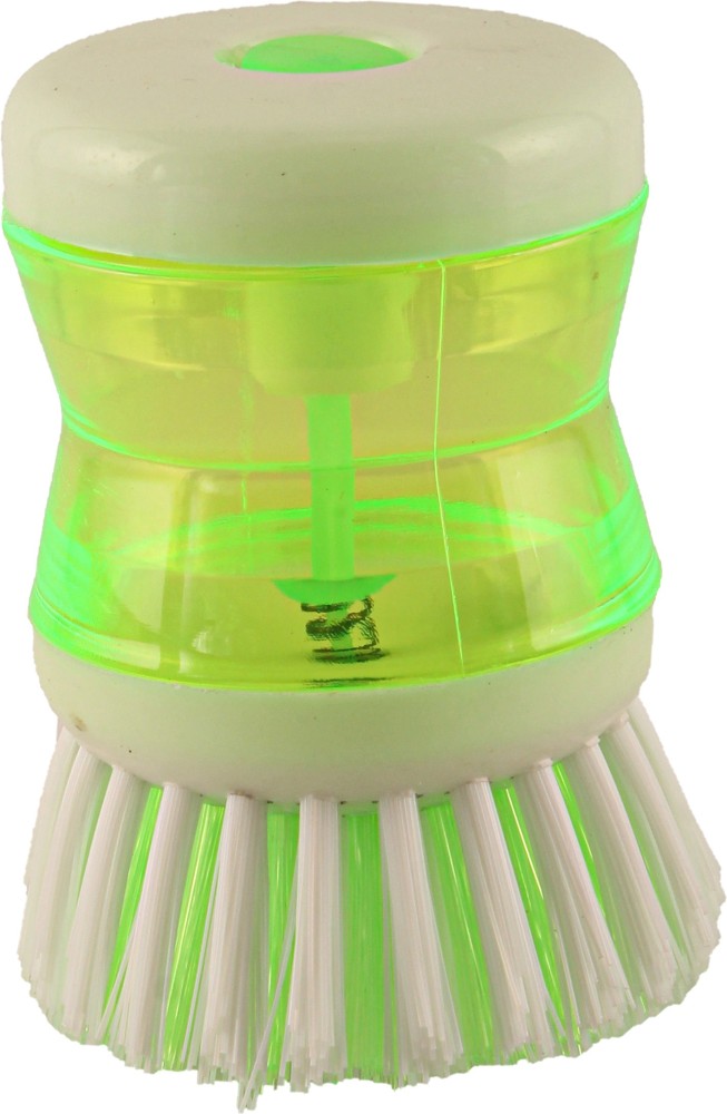 159 Plastic Wash Basin Brush Cleaner with Liquid Soap Dispenser  (Multicolour)