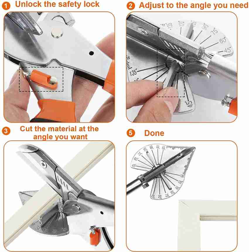 Miter Shears, Non-Slip Handle 45-135 Degree Miter Snips Cutting Tool for  Soft Wood, Plastic, PVC, Multi Angle Shear Cutter