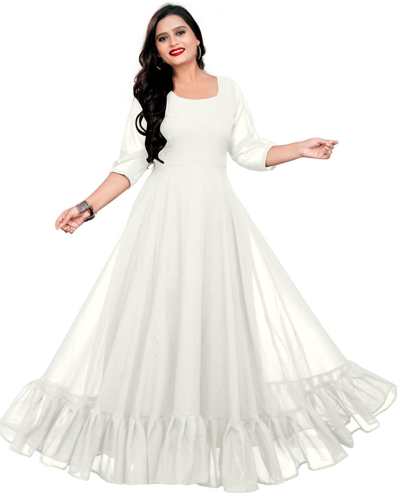 ARYANE1604 Women Maxi White Dress - Buy ARYANE1604 Women Maxi White Dress  Online at Best Prices in India | Flipkart.com