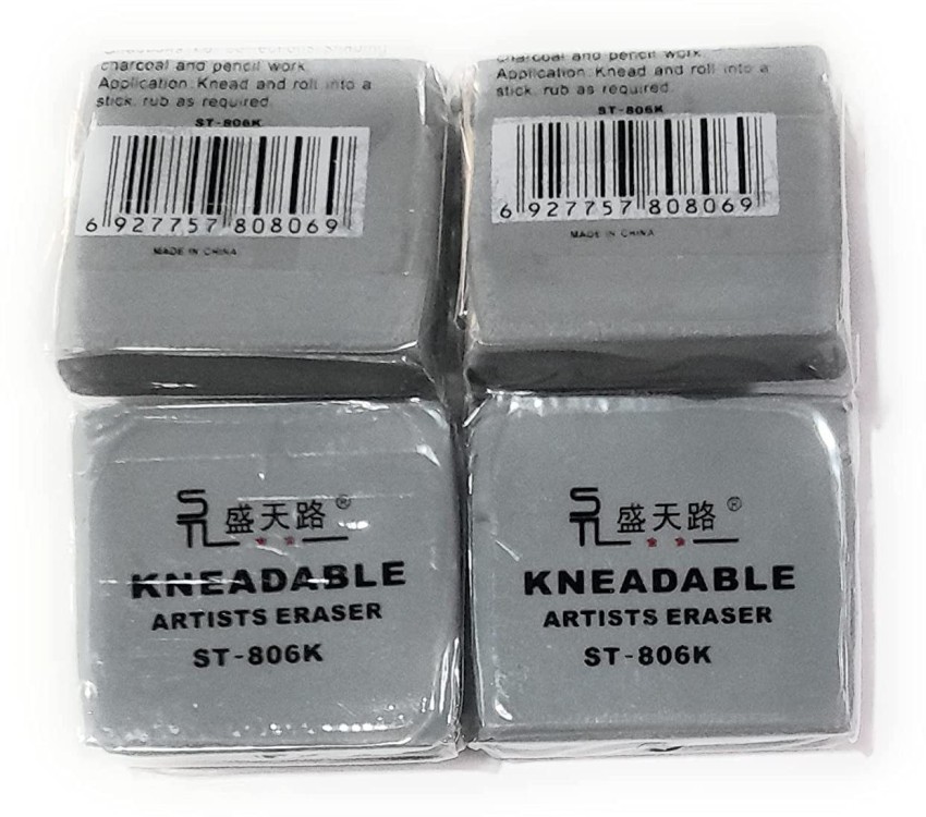 Ditya Crafts Kneaded Rubber Eraser, Drawing Art kneaded  Erasers, Large Size Grey - 4 Pack Non-Toxic Eraser 