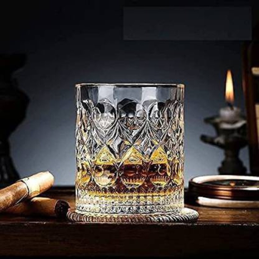 VLSYS (Pack of 6) Crystal Clear Diamond Cut Whiskey Glass - Luxury Bar 300  ml Glass Pack of 6 Pcs Perfect Scotch Rum Glass Set Whisky Glass Price in  India - Buy