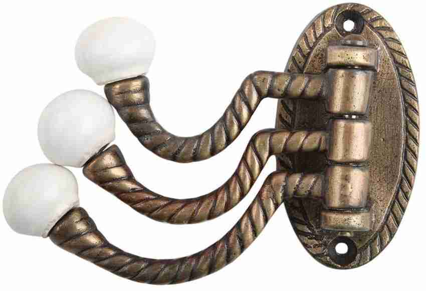 Decorneo 3 in 1 Antique Metal and Porcelain Wall Hooks Hook 3