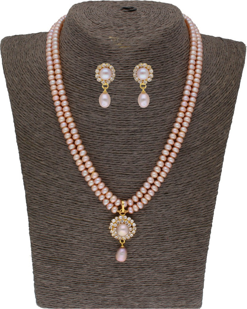 Sri Jagdamba Pearls Alloy Gold plated White Jewellery Set Price in