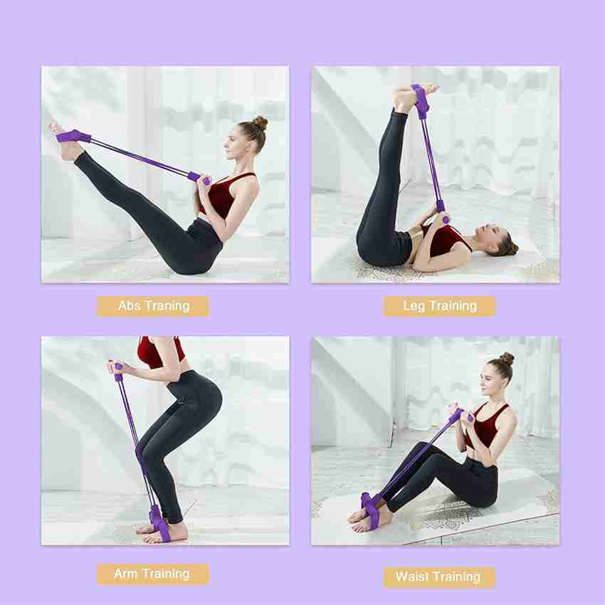 4 Tube Elastic Resistance Bands Yoga Pedal Puller Fitness Workout
