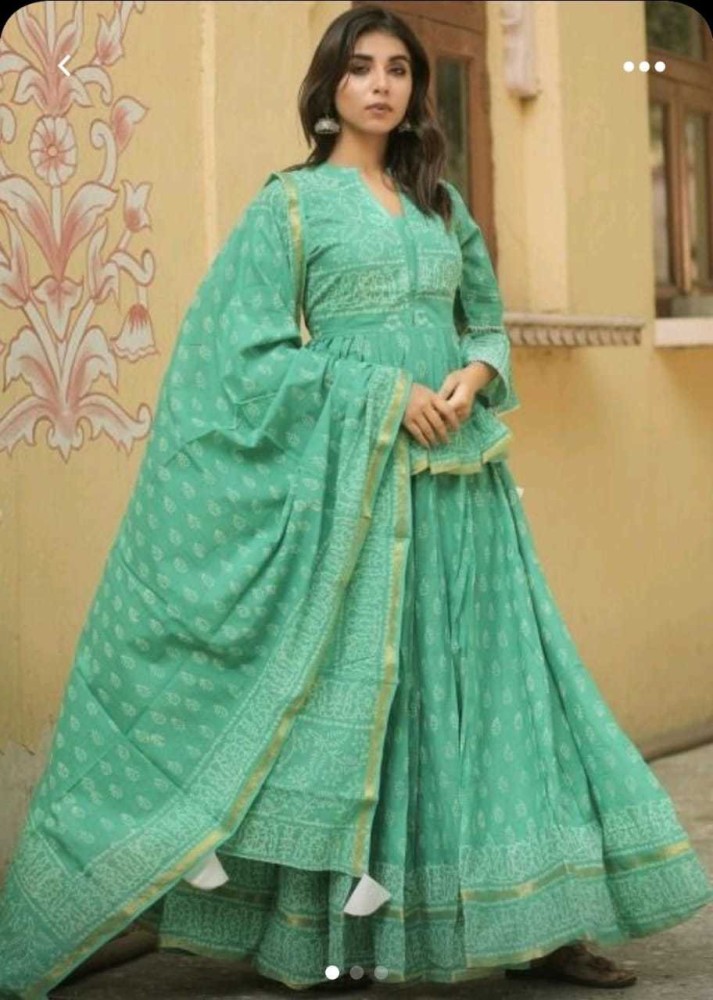 Green Mehendi Color Skirt With Crop Top  Latest Kurti Designs