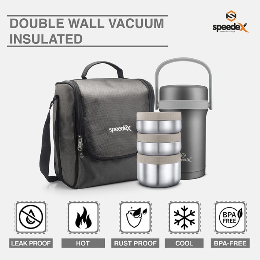 Stainless Steel Vacuum Thermal Lunch Box Insulated Lunch Bag Food