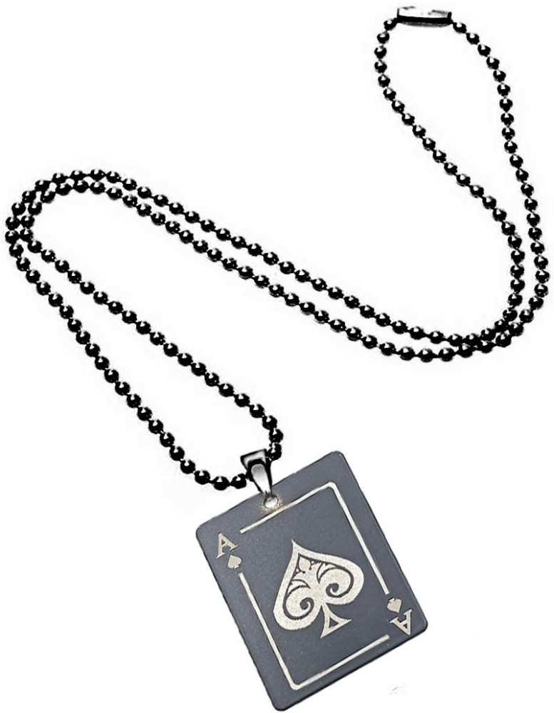 OIDEA Stainless Steel Punk Rock Poker Card Ace Pendant Necklace for Men  Boyfriend,Black,Gold