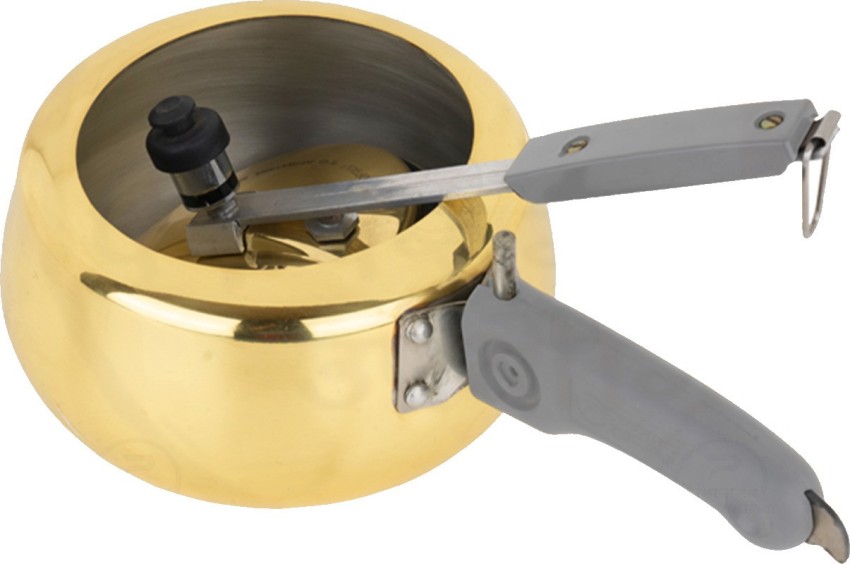 PARAMPARAGAT UPYOGITA Heavy Quality Pure Brass Cooker with Tin Coating Kalai Inside 2 L Inner Lid Pressure Cooker