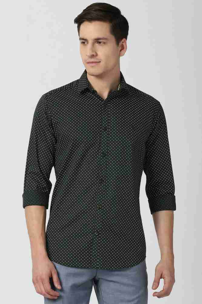 VAN HEUSEN Men Printed Casual Black Shirt - Buy VAN HEUSEN Men