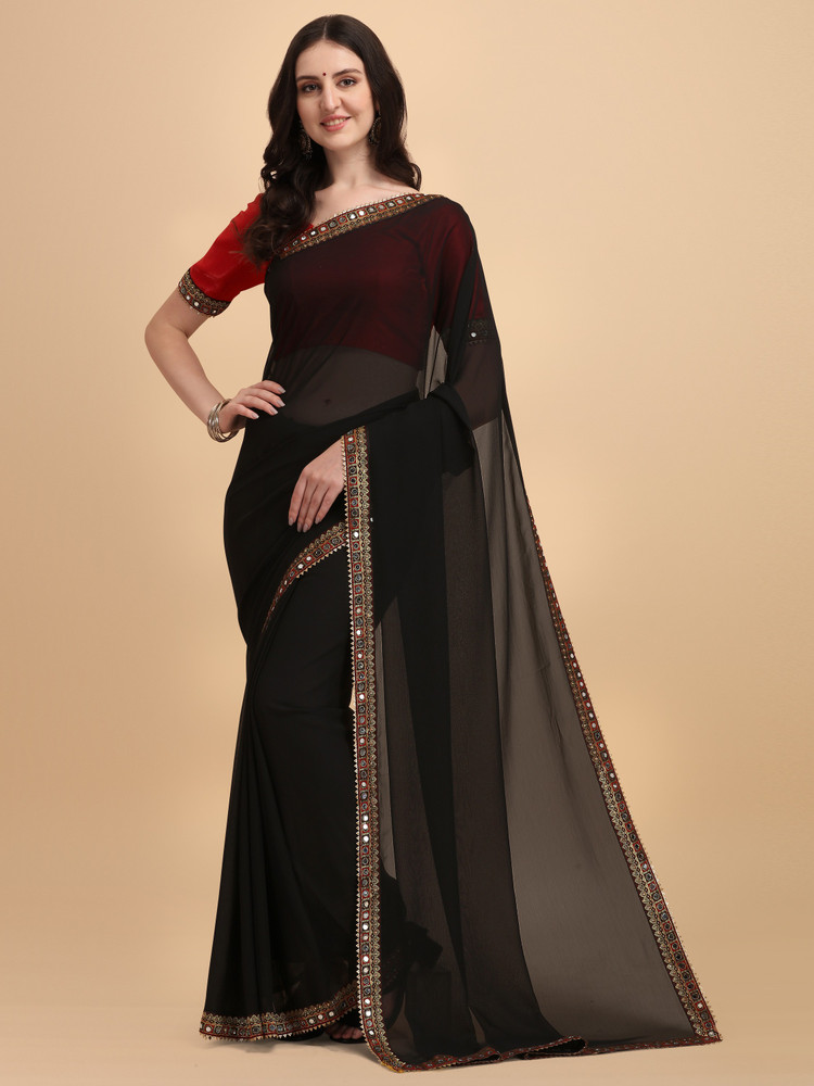 Plain georgette online sarees online flipkart