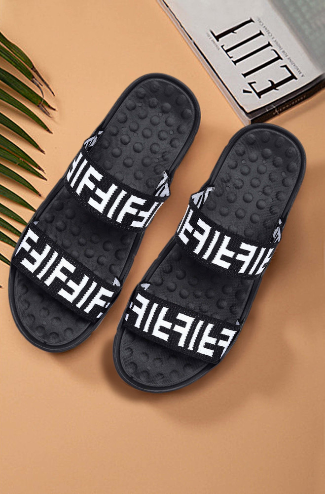 Kavsun Men Stylish And Trendy Casual Slippers For Men Black Slides