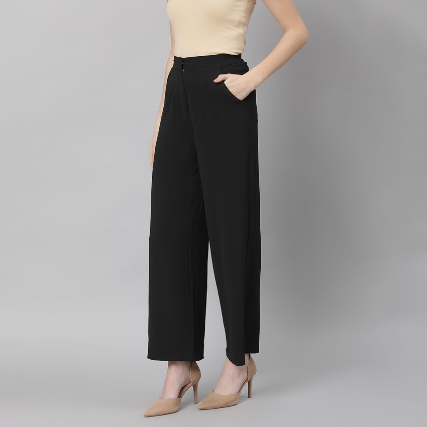 Black Crepe High Waisted Trousers Design by Anand Bhushan at Pernias Pop  Up Shop 2023