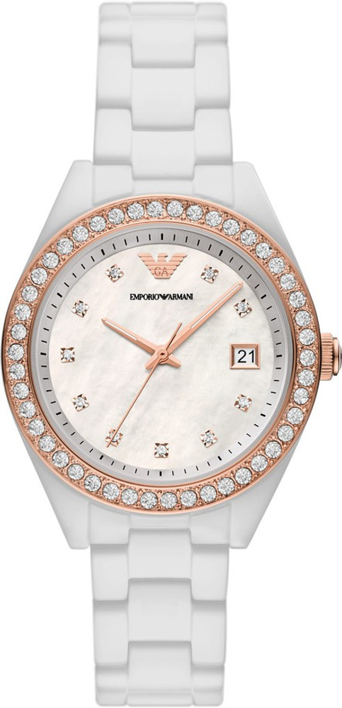 Ladies white armani watch sale
