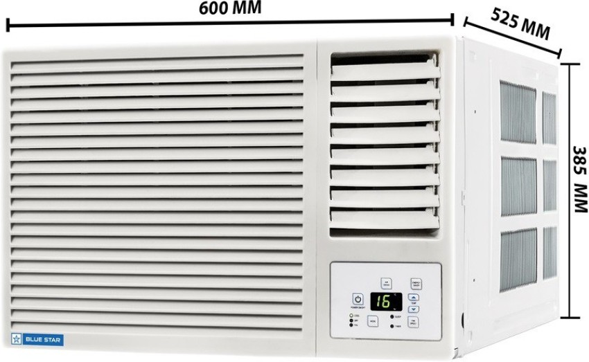 Blue star 1 ton window ac size in deals inches