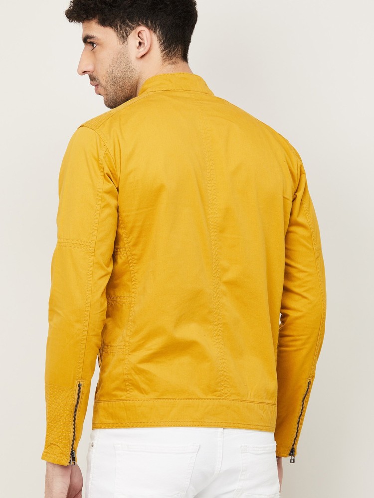 Full Sleeve Casual Wear Skupar Yellow Men Denim Jacket With Fur at Rs 600  in Noida