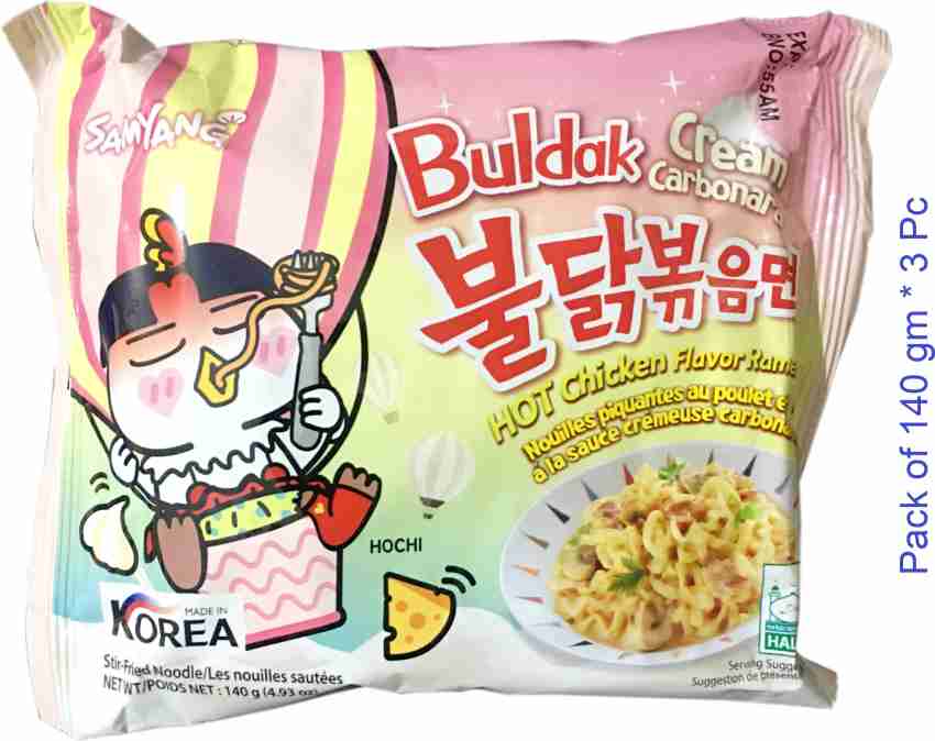 Samyang Buldak Cream Carbonara Hot Chiken Flavor Ramen Stir-Fired Noodle  140gm*1Pack (Pack of 1) (Imported)