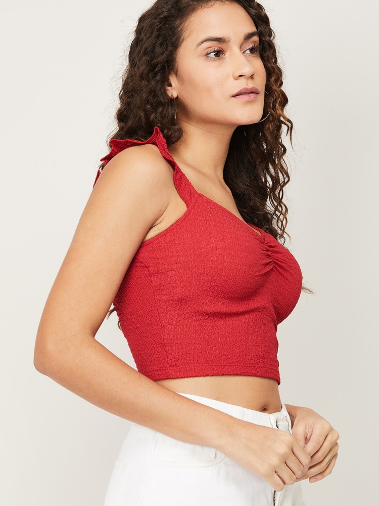 Ginger by Lifestyle Casual Solid Women Red Top - Buy Ginger by