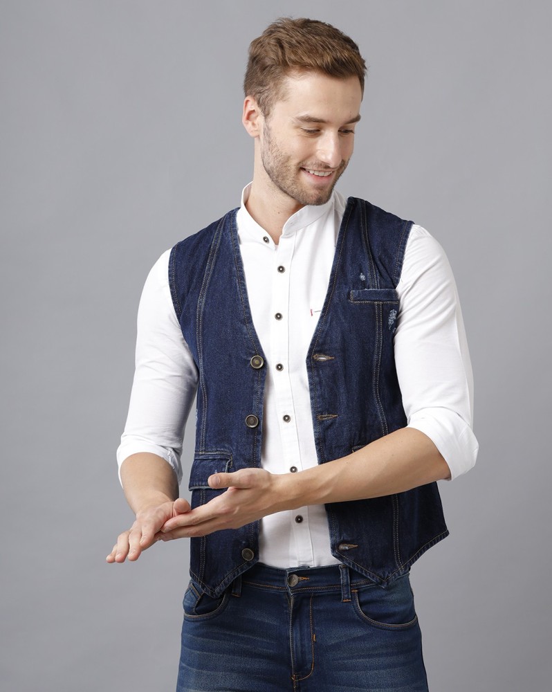 Denim waistcoat mens hotsell