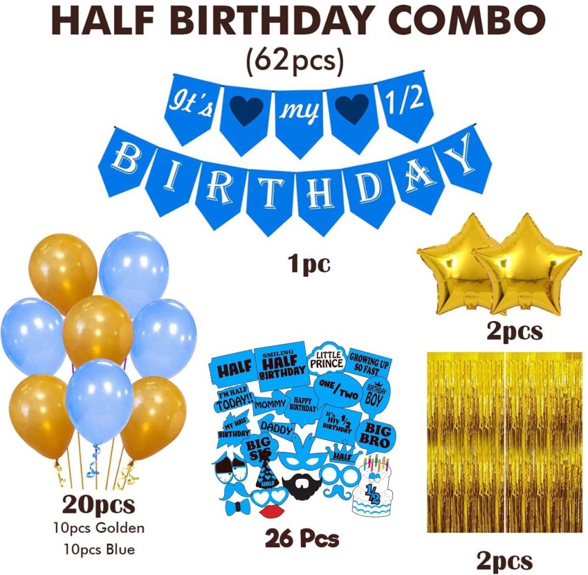 Prihit Half Birthday Decorations Kit For Baby Boy Combo - 62Pcs Items Price  in India - Buy Prihit Half Birthday Decorations Kit For Baby Boy Combo -  62Pcs Items online at