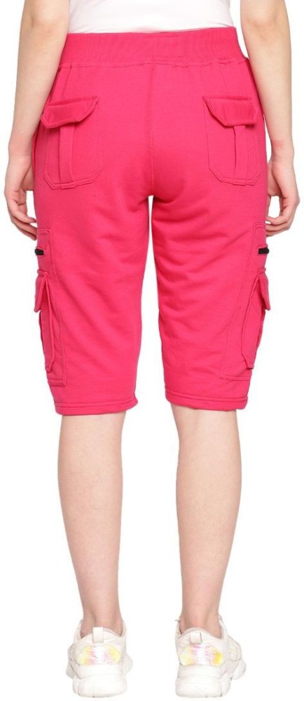 UZARUS Women's Cargo Capri Shorts With 9 Zippered Pockets Women Pink Capri  - Buy UZARUS Women's Cargo Capri Shorts With 9 Zippered Pockets Women Pink  Capri Online at Best Prices in India