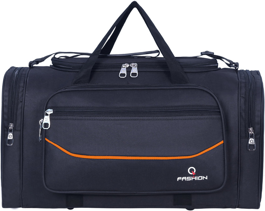 Q Fashion 60 CM Polyester Travel Duffle Soft Sided Duffel Bag Duffel Without Wheels Black Orange Price in India Flipkart
