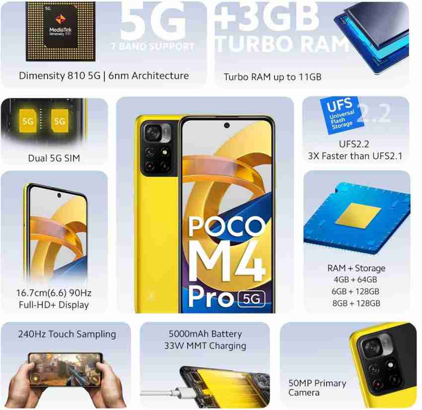 Celular Xiaomi POCO M4 PRO 5G 128GB, 6GB RAM, Dual Cámara 50MP