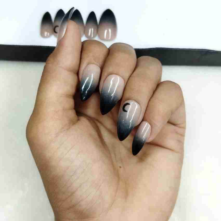 The NailzStation Glossy Black Rhinestones Press on Nails Set Black - Price  in India, Buy The NailzStation Glossy Black Rhinestones Press on Nails Set  Black Online In India, Reviews, Ratings & Features