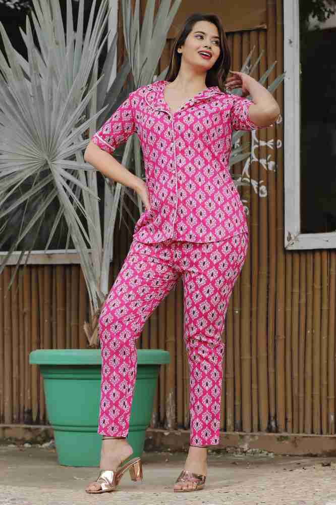 Deevisha Women Printed Pink Night Suit Set Price in India - Buy Deevisha  Women Printed Pink Night Suit Set at  Night Suit Set
