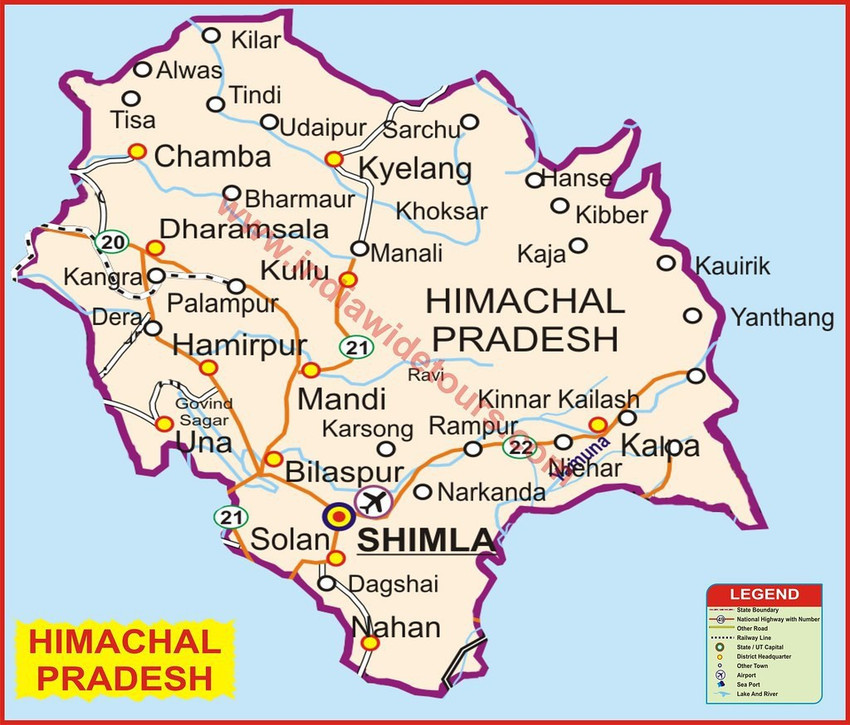 Himachal Pradesh District Map, Himachal Pradesh Political, 52% OFF