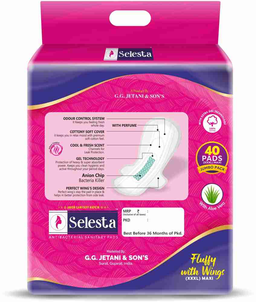 Selesta Ultra Cottony Soft and Comfortable Regular 40 pad + 30 Pentiliner  Sanitary Pad, Buy Women Hygiene products online in India