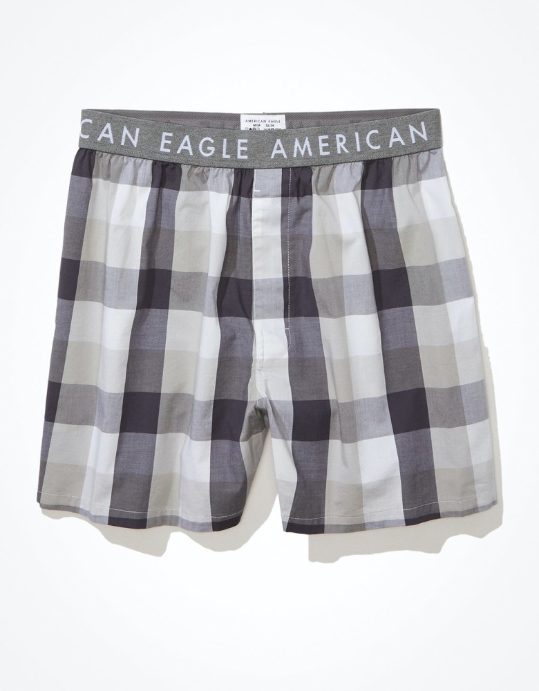 American Eagle Outfitters Checkered Men Grey Boxer Shorts - Buy