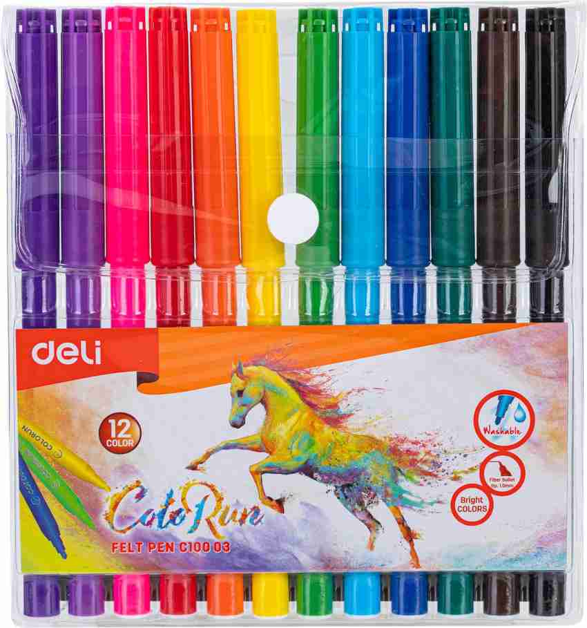 Deli Felt tip pen set 12/18/24 Color Washable felt sketch marker