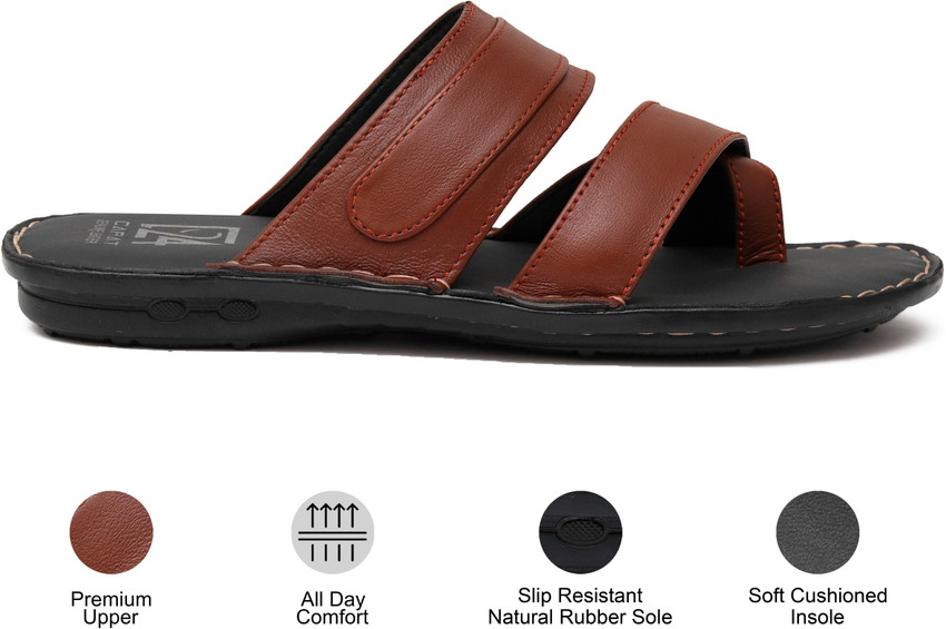 Mens leather slippers discount with rubber soles