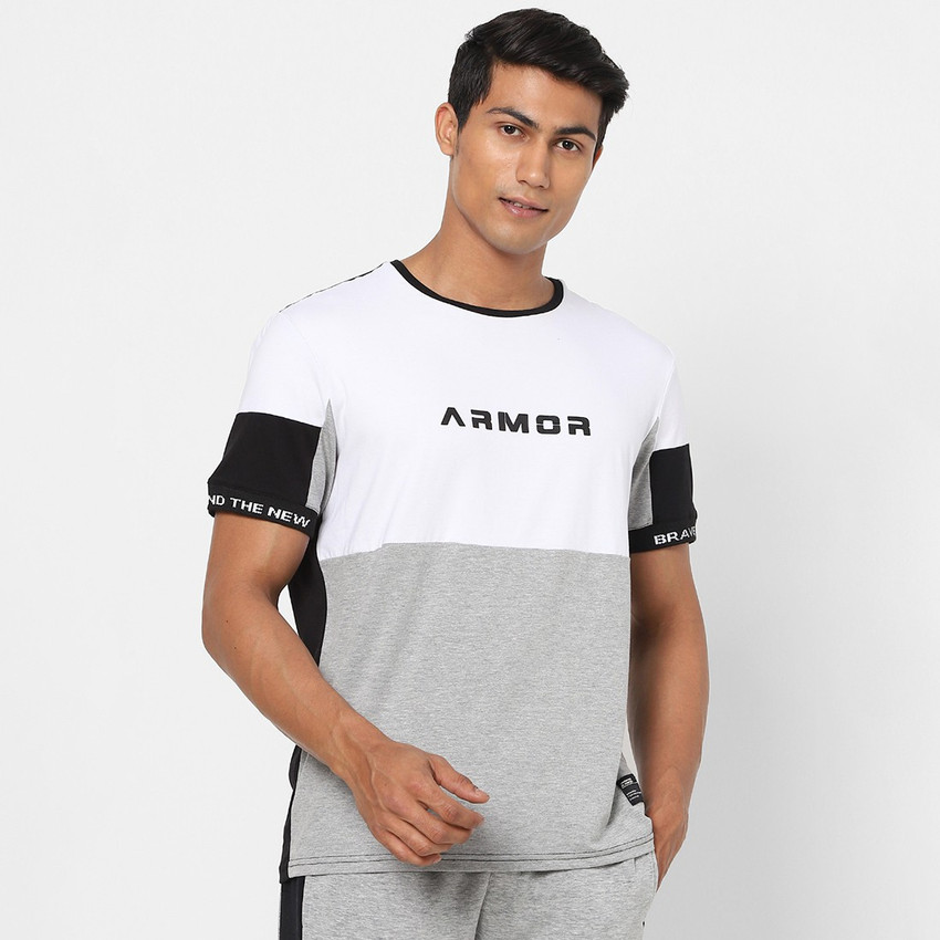 Street Armor by Pantaloons Solid Men Round Neck White T Shirt
