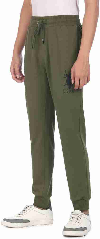 Buy U.S. Polo Assn. Men Olive Green Solid Lounge Joggers - Lounge