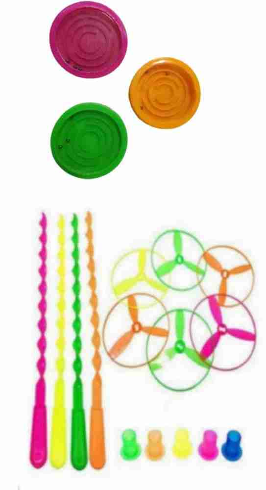 imtion 2 IN 1 2 Pcs bamboo dragon flying toys 3 Pcs Mini Goli